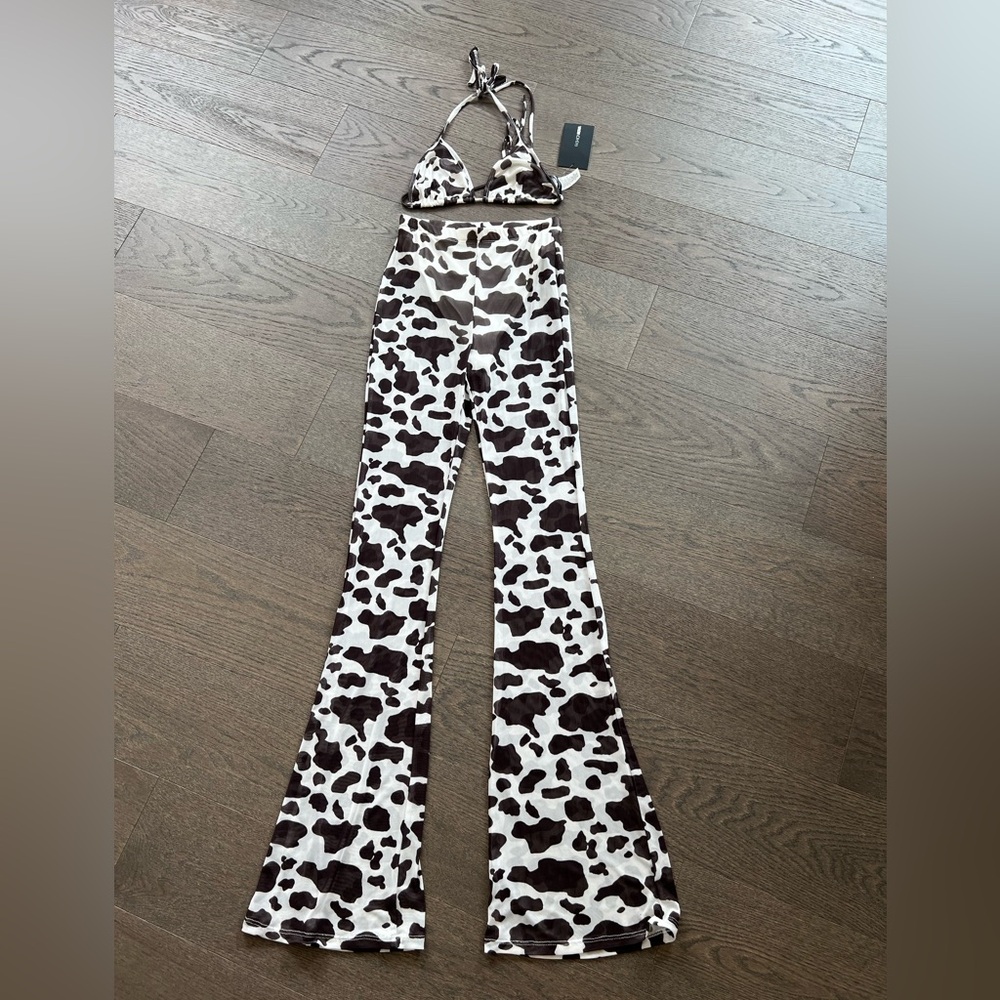 Mesh cow print set